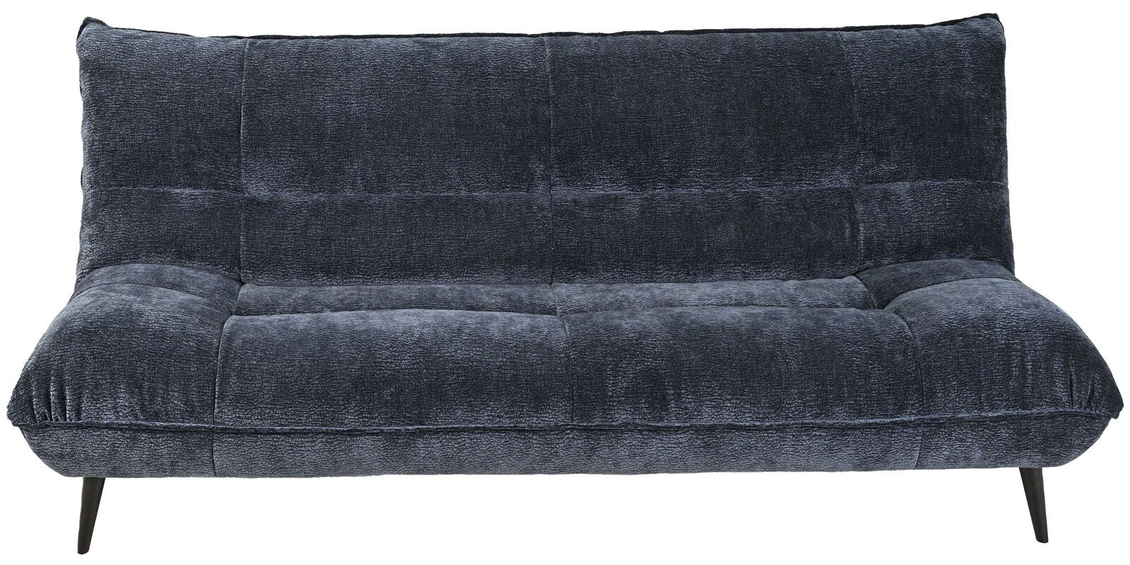 Dreisitziges Sofa in dunkelblauem Stoff, Vorderansicht