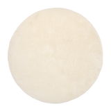 Runder, cremefarbener Teppich mit weicher Oberfläche, Draufsicht