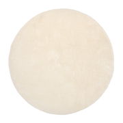Runder, cremefarbener Teppich mit weicher Oberfläche, Draufsicht