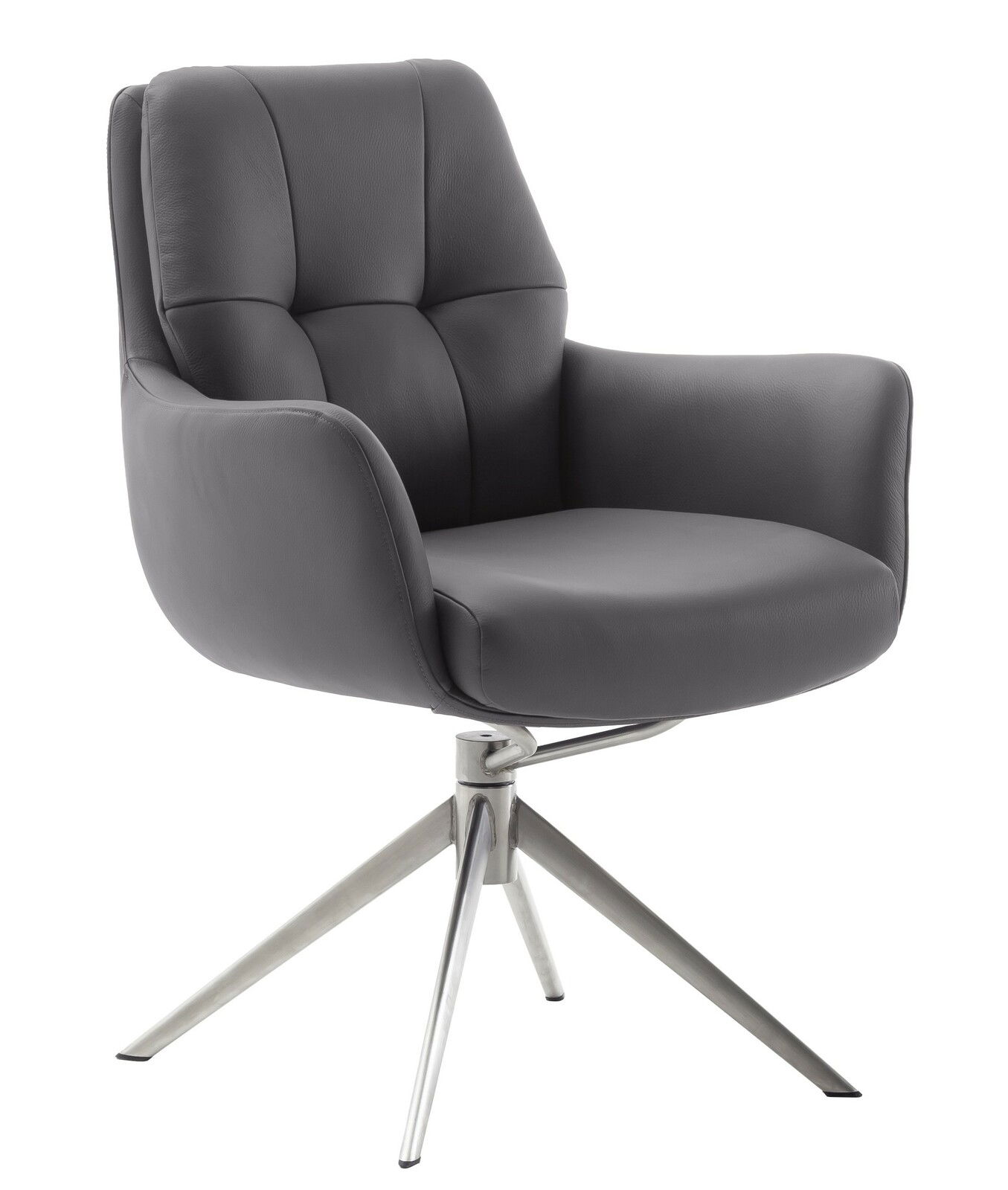 Zurbrüggen Armlehnstuhl ASSENTO Moderner grauer Armlehnstuhl mit Metallbeinen, seitliche Perspektive