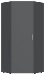 Moderner grauer Eckschrank mit einer Tür, Frontalansicht
