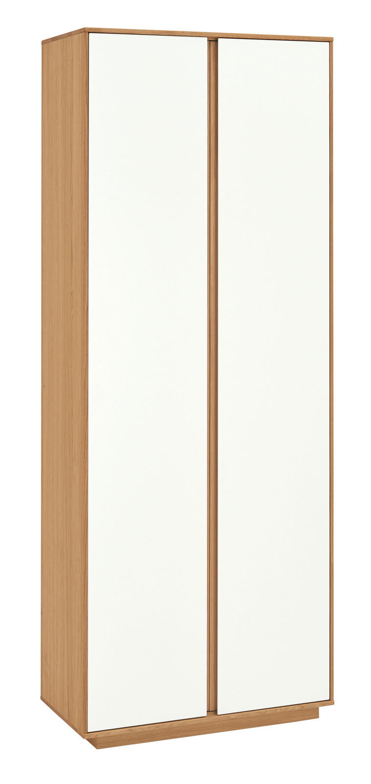 VOSS Garderobenschrank V100 Moderner Garderobenschrank VOSS Serie V100 mit zwei Türen in Holzoptik, seitliche Perspektive