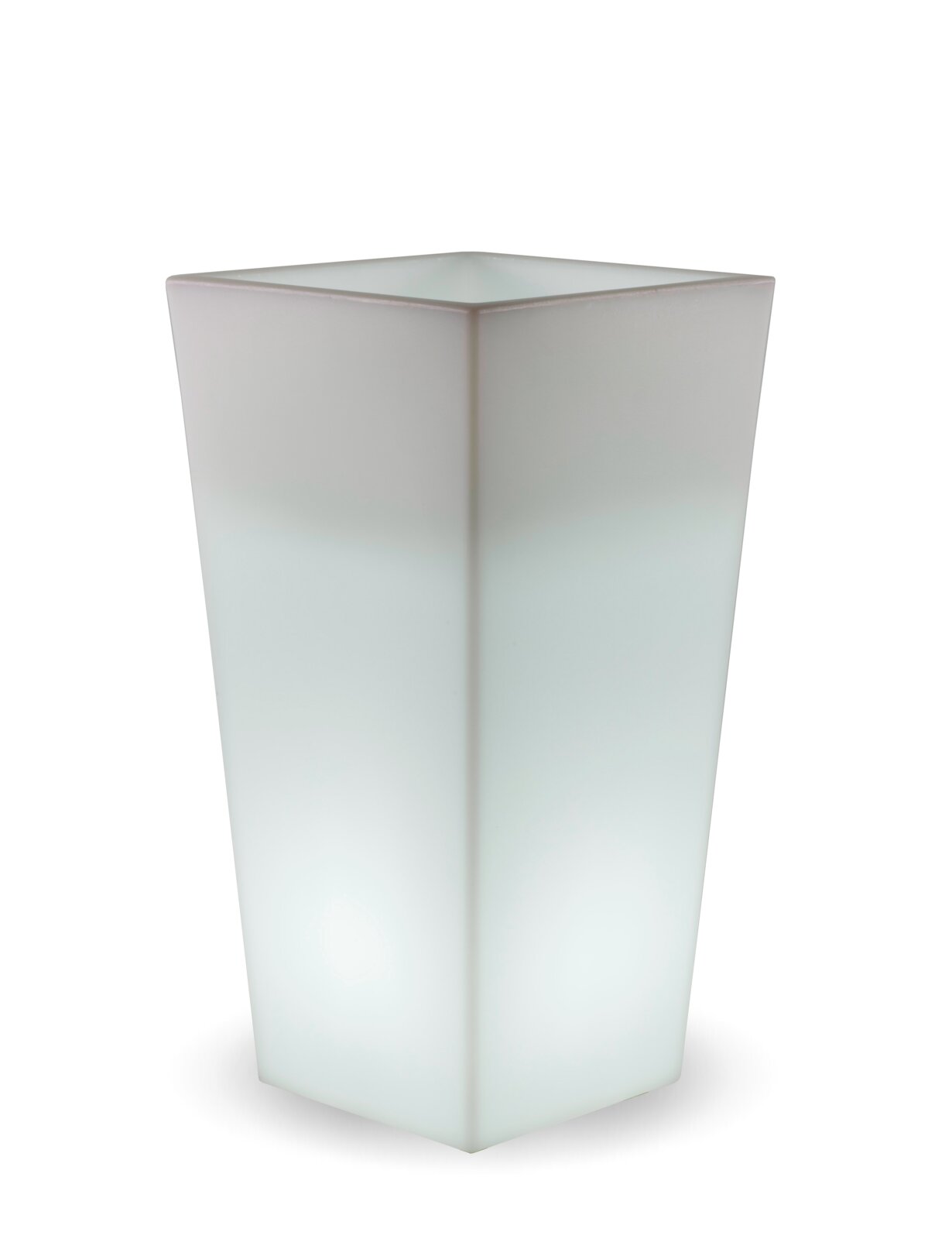 Newgarden Blumentopf MELISA Moderner, weißer, quadratischer Blumentopf Melisa 50 in Kabeloptik, aus seitlicher Perspektive fotografiert.