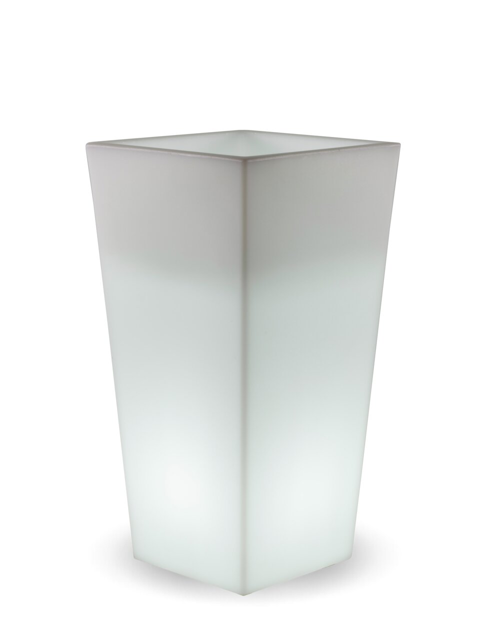 Newgarden Blumentopf MELISA Moderner, weißer, quadratischer Blumentopf Melisa 50 in Kabeloptik, aus seitlicher Perspektive fotografiert.