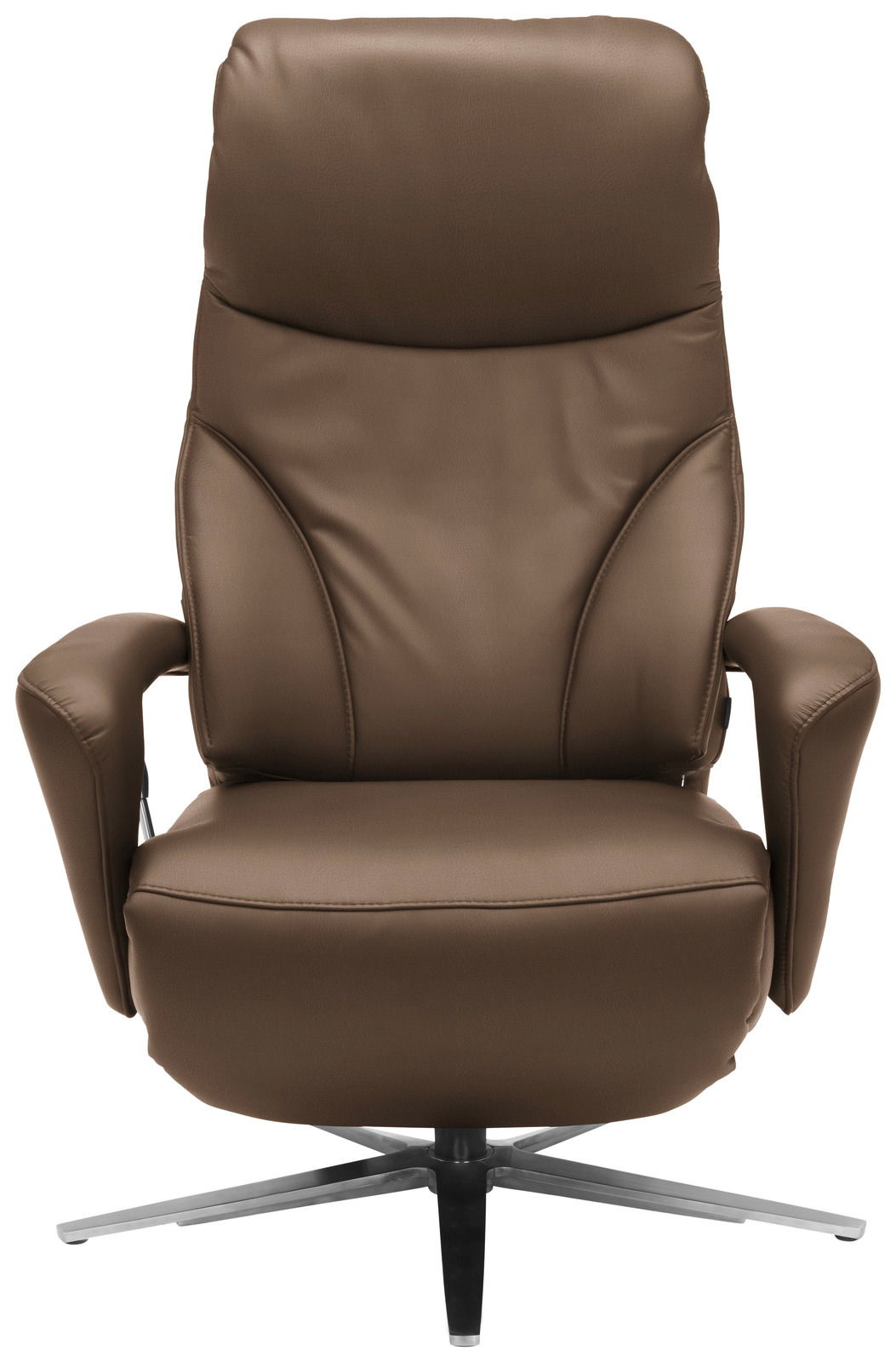 Brauner Relax-Sessel aus Leder, Frontalansicht