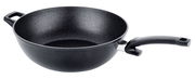 Schwarzer Wok Adamant 32cm mit zwei Griffen, seitliche Perspektive