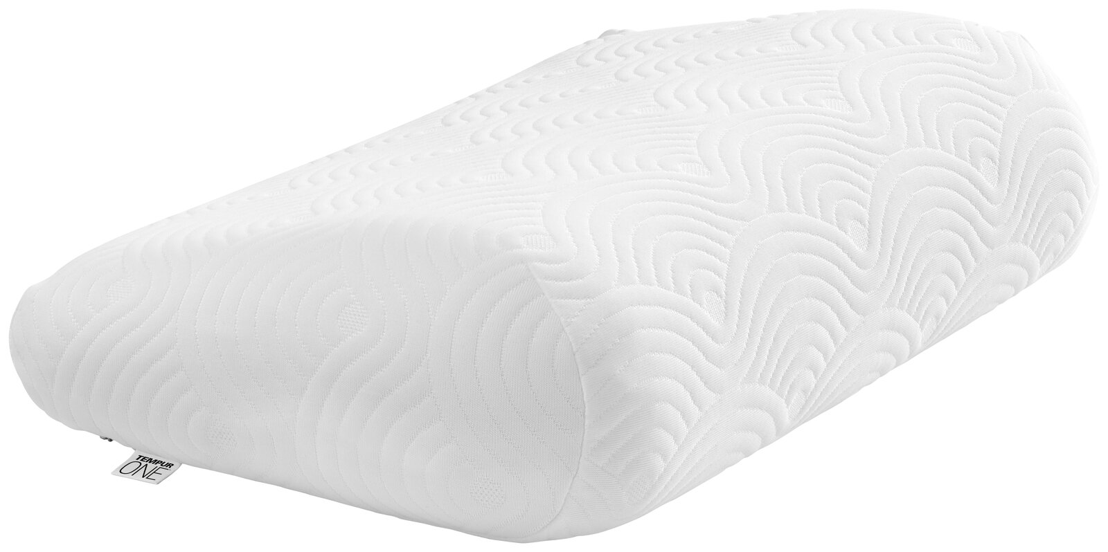 Seitliche Ansicht eines weißen Schlafkissens mit wellenförmigem Muster, Größe 50 x 31 cm