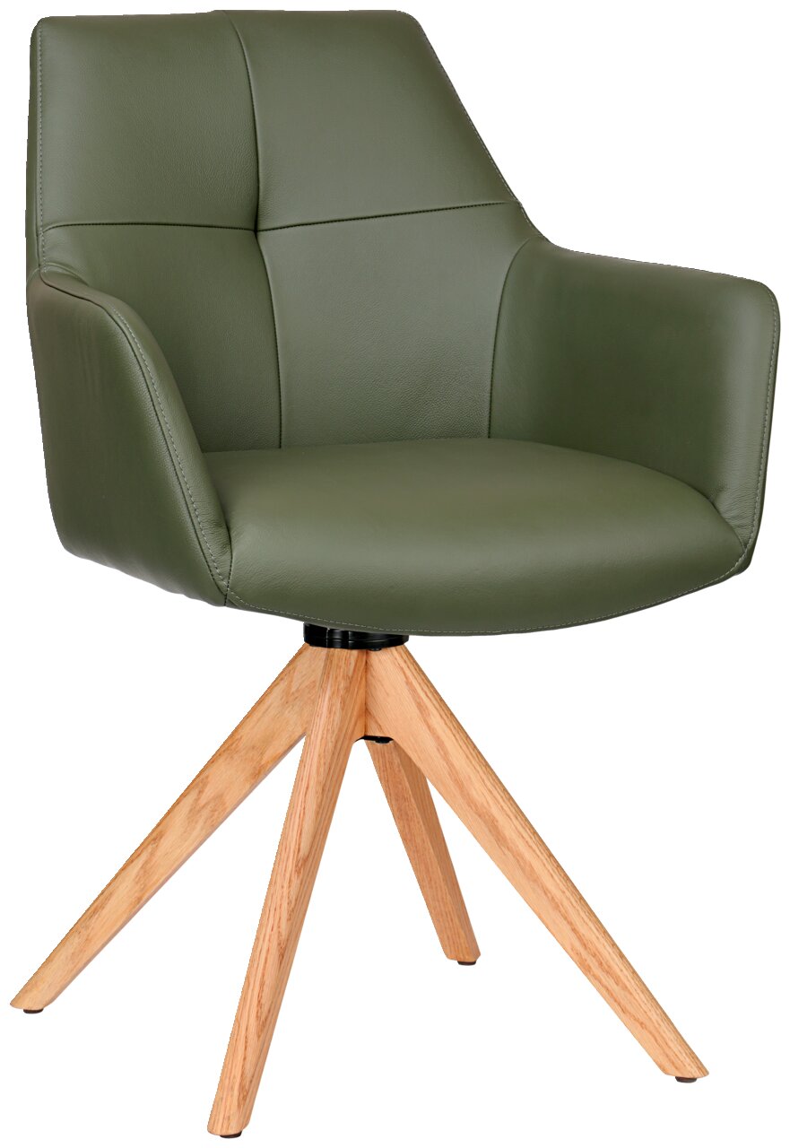 Novel Armlehnstuhl MEDUSA Grüner Armlehnstuhl mit Holzbeinen, seitliche Perspektive