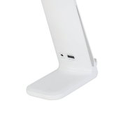 Weiße LED-Schreibtischleuchte mit USB-Anschluss, seitliche Perspektive