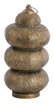 Orientalische Tischleuchte aus Metall mit filigranem Muster, seitliche Perspektive