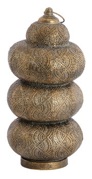 Orientalische Tischleuchte aus Metall mit filigranem Muster, seitliche Perspektive