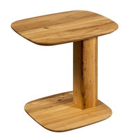 Moderner Beistelltisch aus Holz mit abgerundeten Ecken, seitliche Perspektive