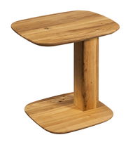 Moderner Beistelltisch aus Holz mit abgerundeten Ecken, seitliche Perspektive