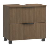 Moderner Waschbeckenunterschrank aus Holz mit zwei Schubladen, Frontansicht