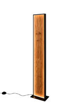 Moderne Stehleuchte mit Holzoptik und LED-Beleuchtung, seitliche Perspektive