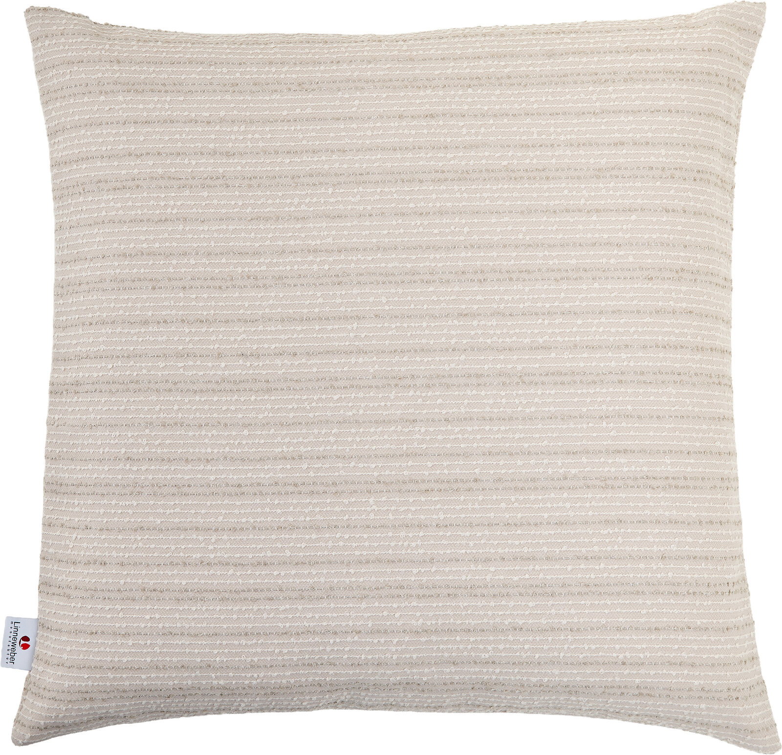Beiges Outdoor-Kissen 45x45cm mit feinen horizontalen Streifen, Vorderansicht