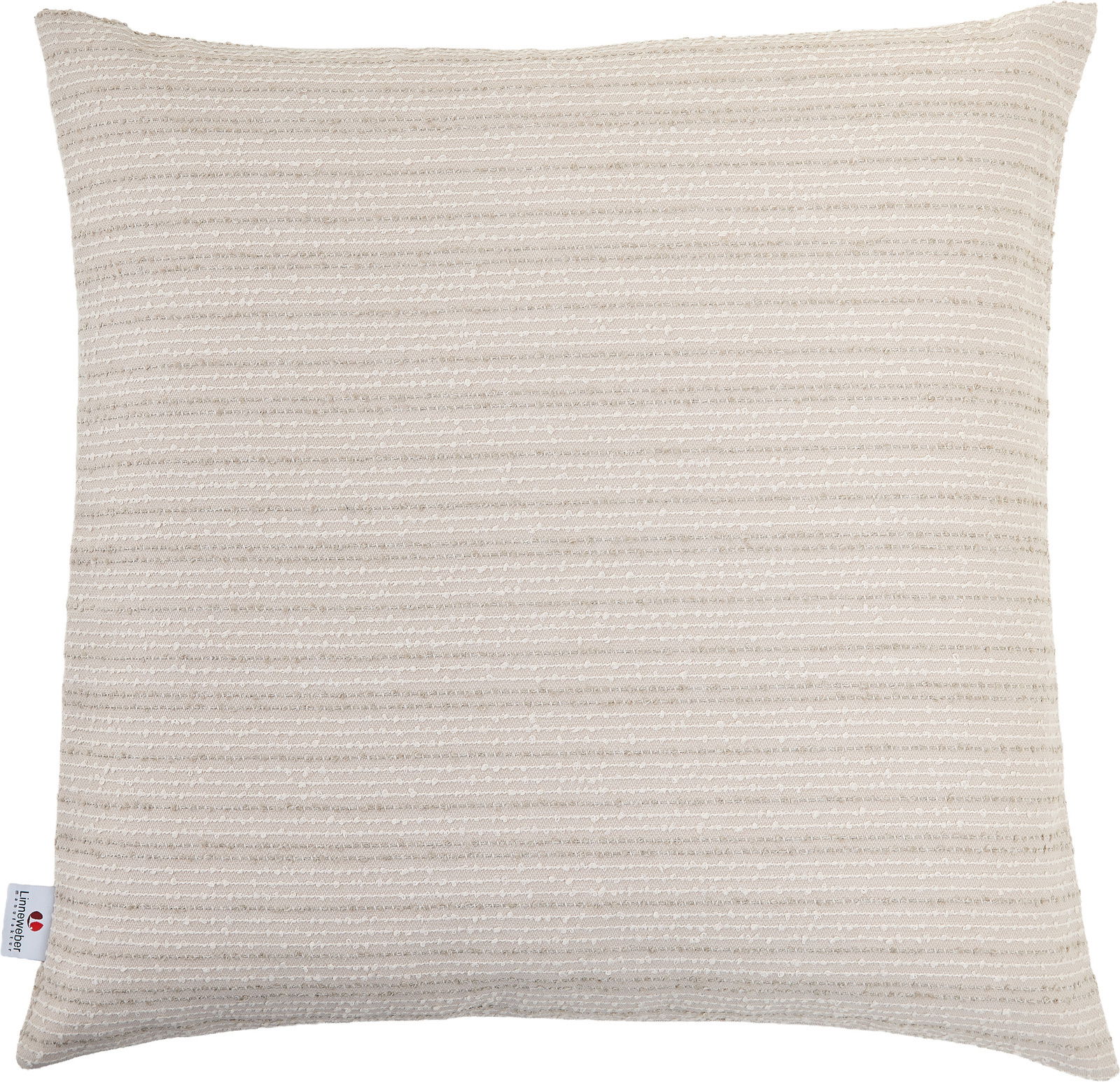 Beiges Outdoor-Kissen 45x45cm mit feinen horizontalen Streifen, Vorderansicht