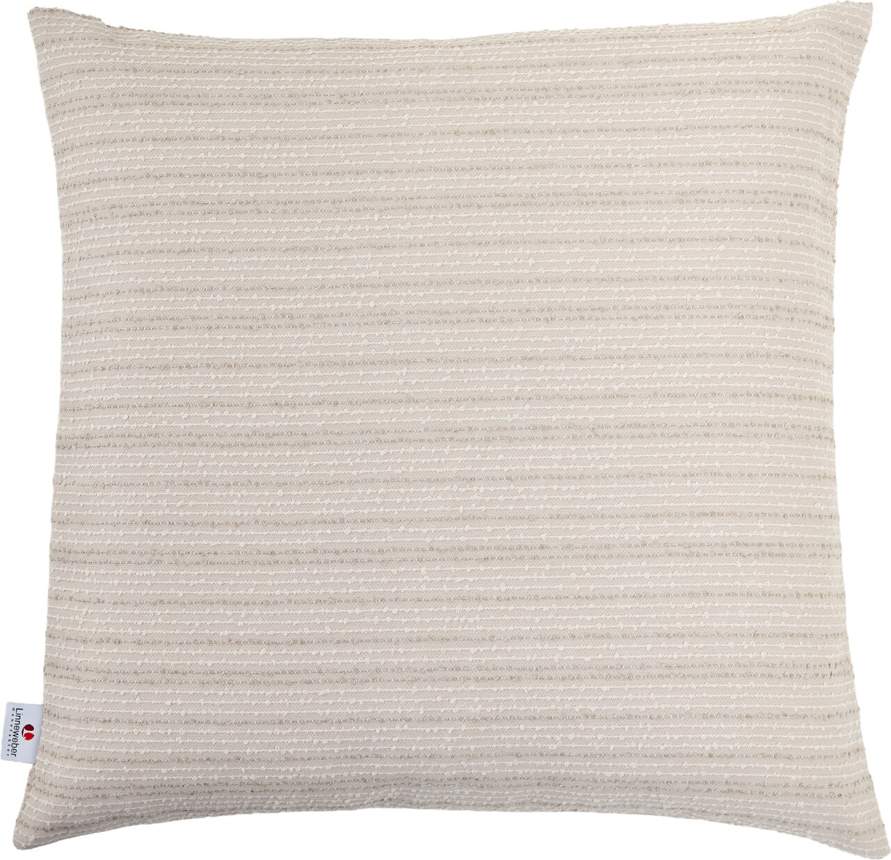 Beige buitenkussen van 45 x 45 cm met fijne horizontale strepen, vooraanzicht