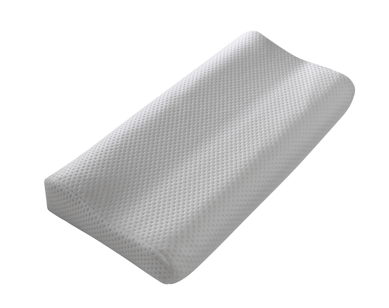 Orthopädisches Schlafkissen in seitlicher Perspektive, weiß mit strukturierter Oberfläche