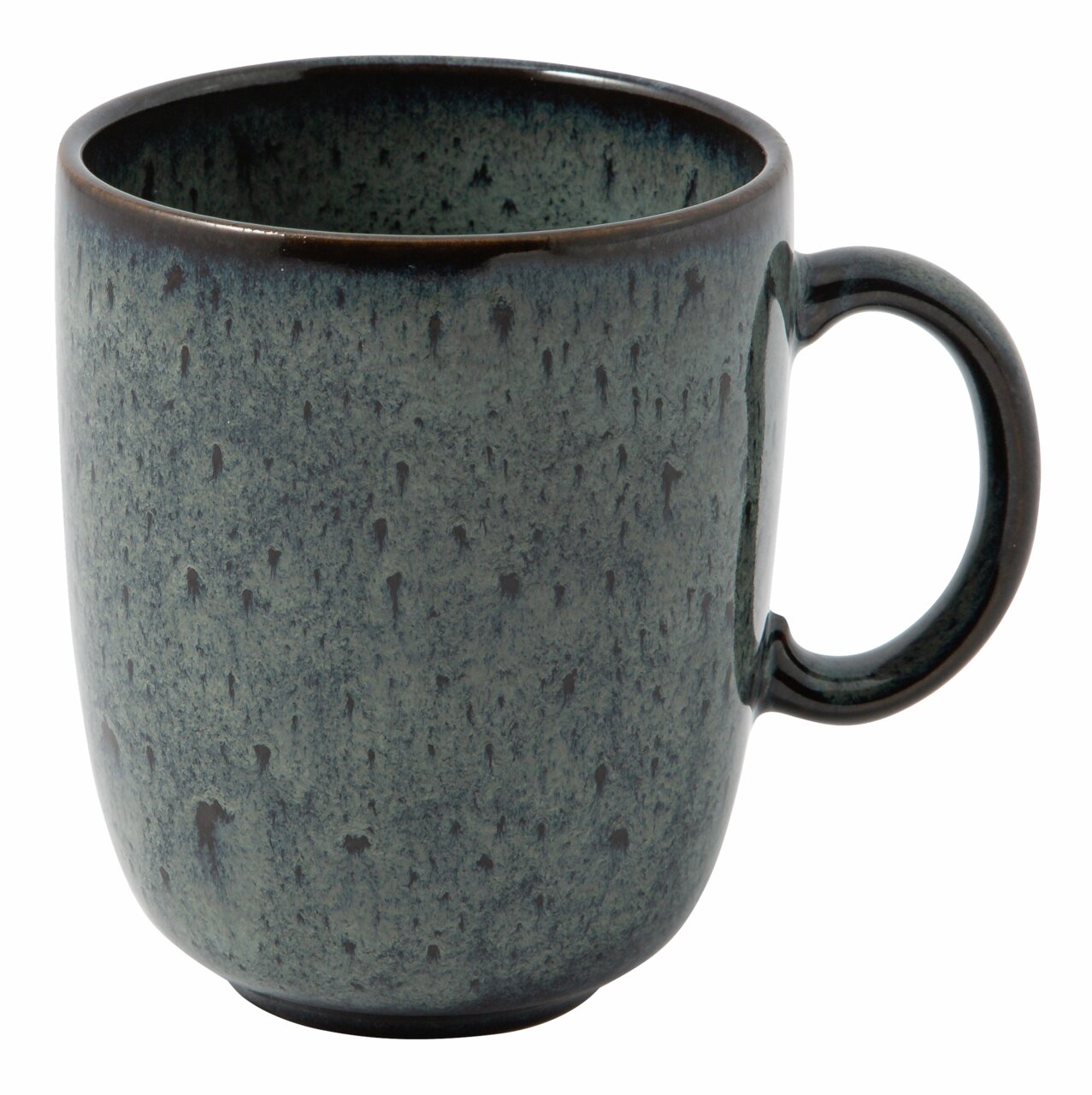Like by Villeroy & Boch Kaffeetasse LAVE GRIS Grauer Kaffeebecher Lave 340ml mit Henkel, seitliche Perspektive