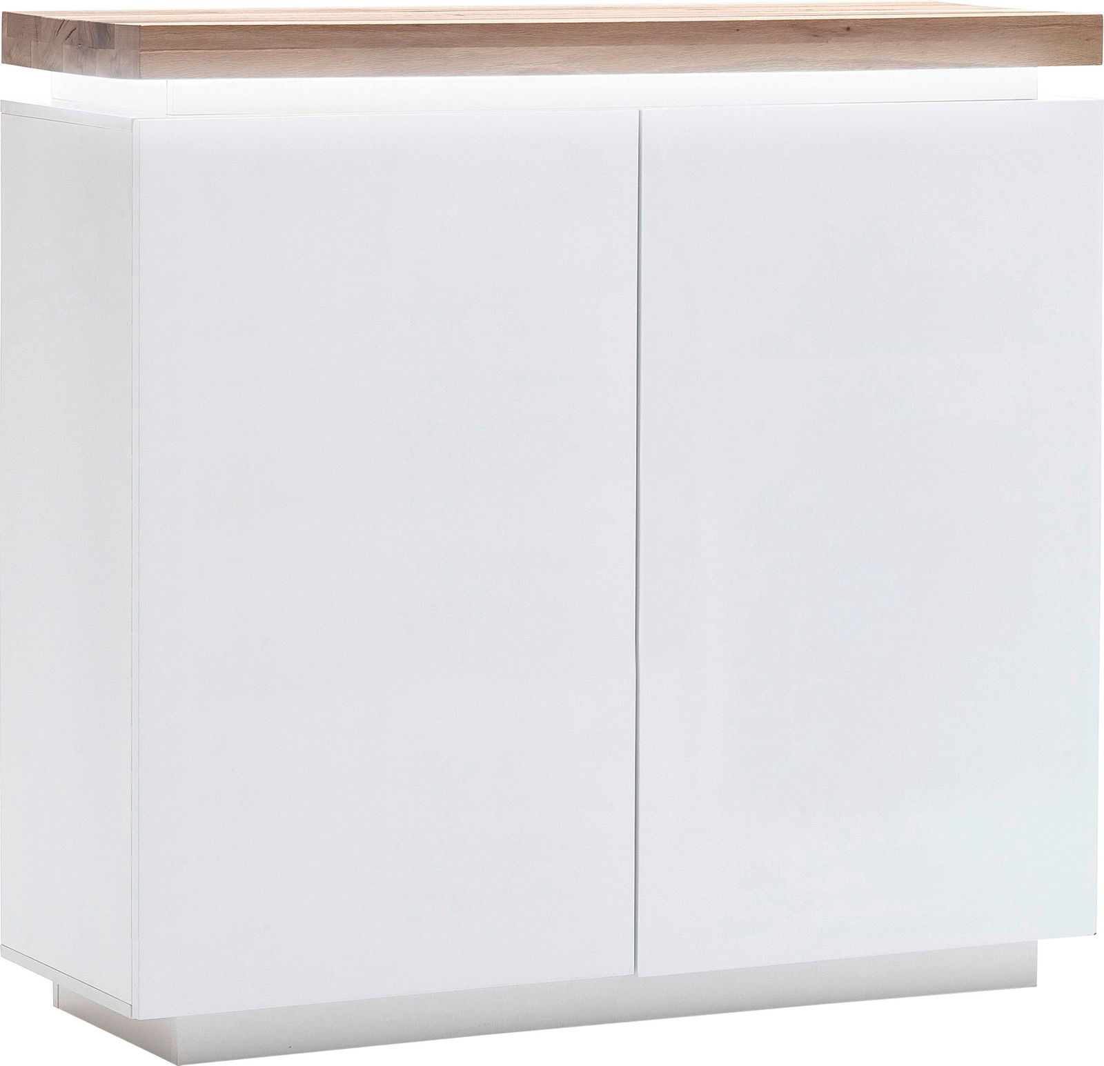 Novel Highboard ROMINA Weißes Highboard mit Holzplatte, Frontansicht