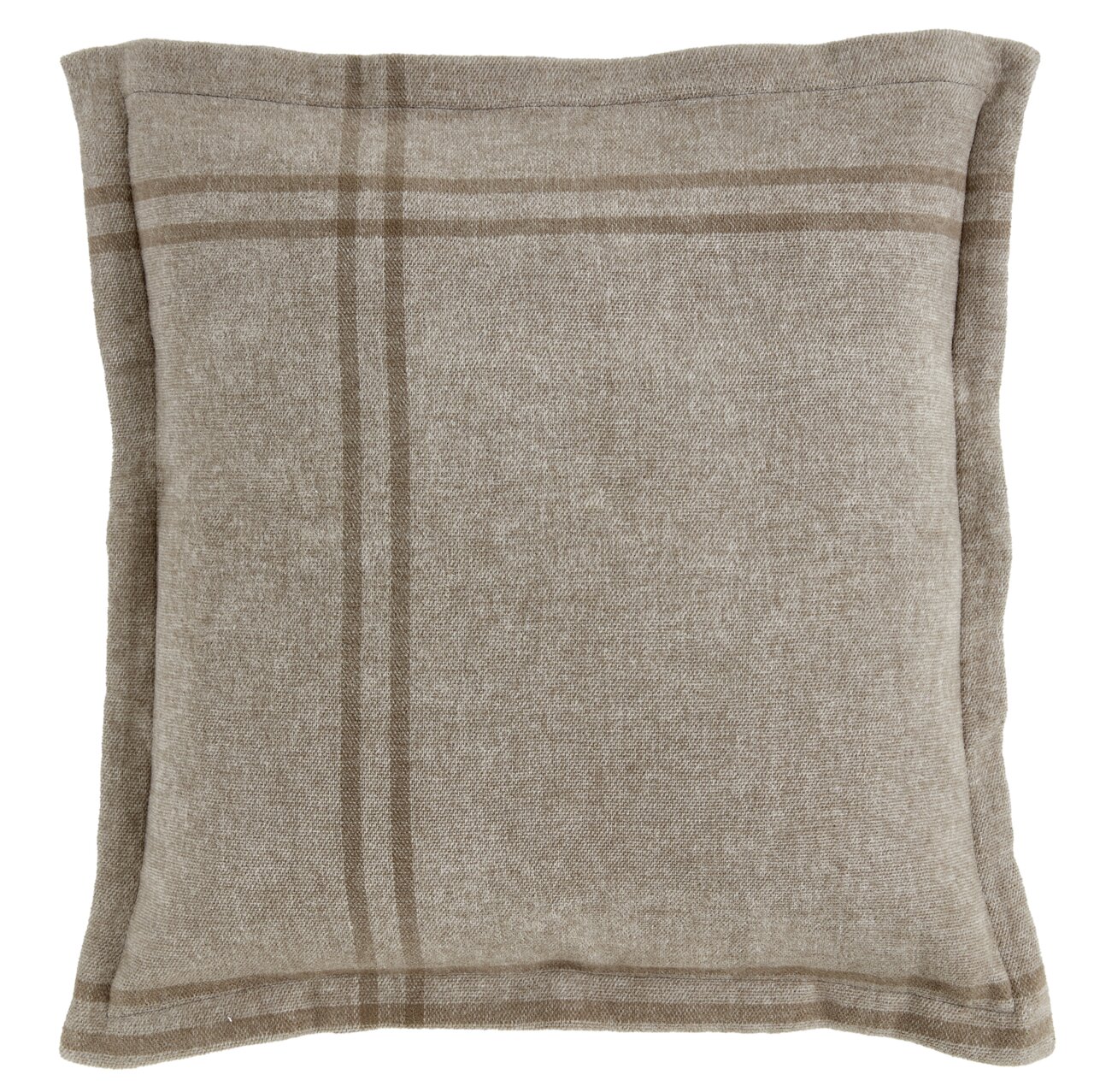 Kussensloop 50 x 50 cm in beige met streepjespatroon, gezien van bovenaf