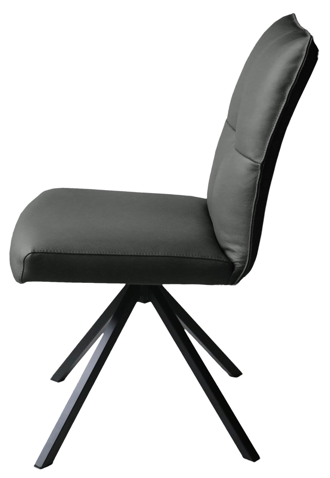 Novel Stuhl NIZZA Moderner schwarzer Stuhl mit gepolsterter Sitzfläche und Rückenlehne, seitliche Perspektive