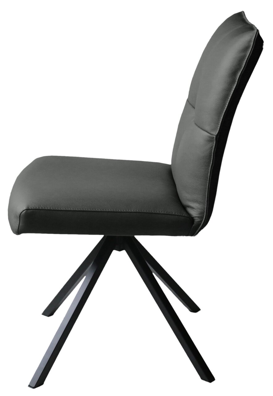 Novel Stuhl NIZZA Moderner schwarzer Stuhl mit gepolsterter Sitzfläche und Rückenlehne, seitliche Perspektive