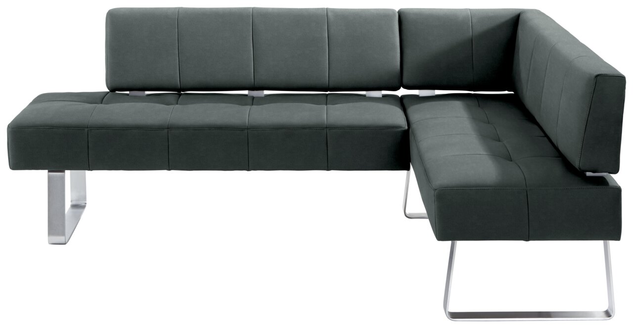 Moderano Eckbank LUPO II Moderne Eckbank in dunklem Stoffbezug mit Metallbeinen, Perspektive von vorne