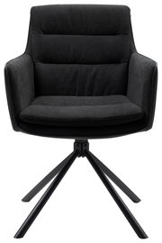 Schwarzer Armlehnstuhl LOGAN mit gepolstertem Sitz und Rückenlehne, aus der Frontalperspektive fotografiert.