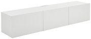 Weißes TV-Hängelowboard mit drei Türen, seitliche Perspektive