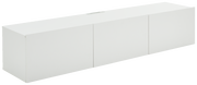 Weißes TV-Hängelowboard mit drei Türen, seitliche Perspektive