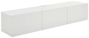Weißes TV-Hängelowboard mit drei Türen, seitliche Perspektive