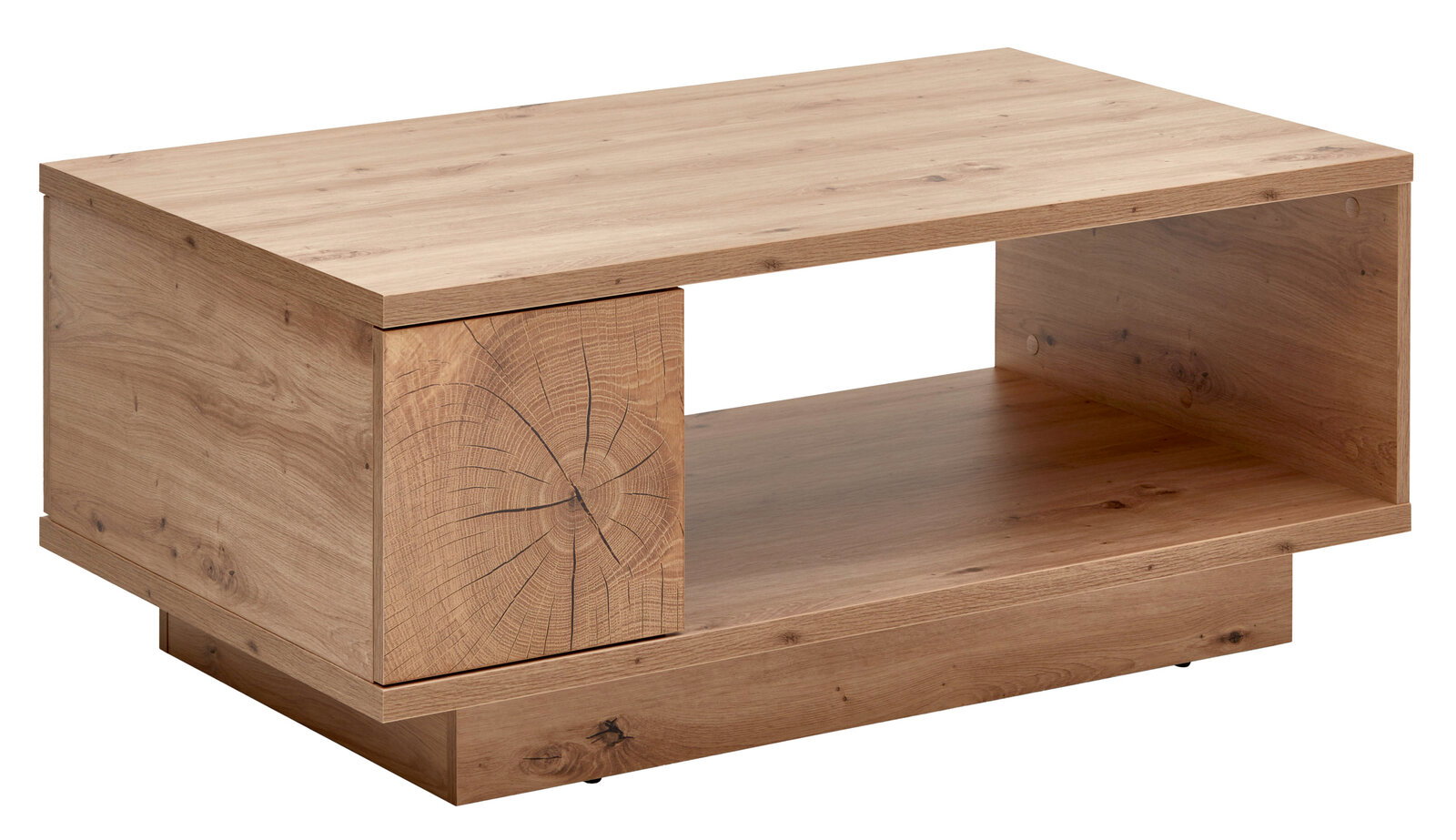 Zurbrüggen Couchtisch SYLT Moderner Couchtisch aus Holz in rechteckiger Form mit natürlicher Holzmaserung, seitliche Perspektive.