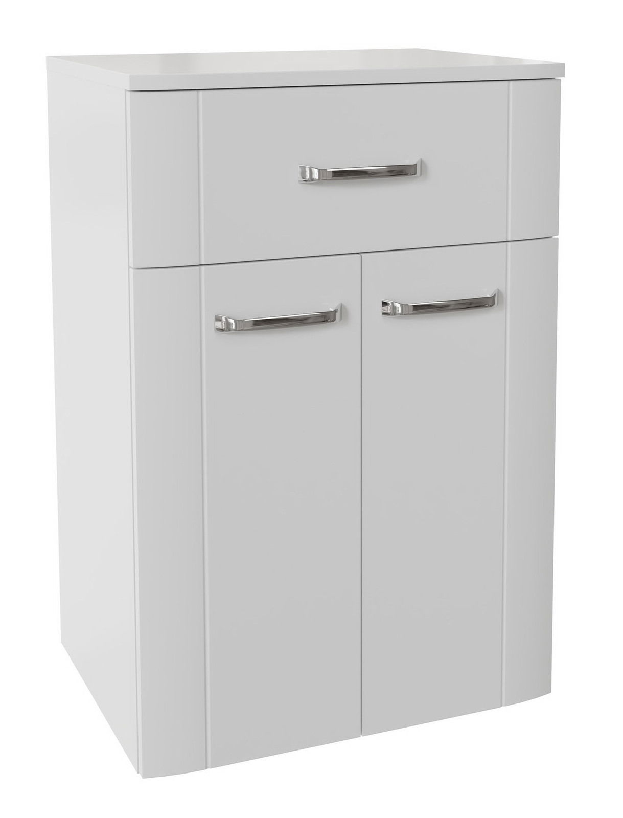 XORA Unterschrank 50 cm SERIE 3006 Moderner weißer Unterschrank mit einer Schublade und zwei Türen, Frontansicht