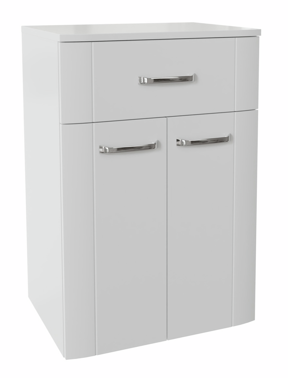 XORA Unterschrank 50 cm SERIE 3006 Moderner weißer Unterschrank mit einer Schublade und zwei Türen, Frontansicht