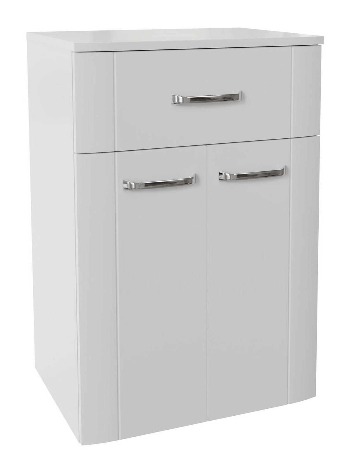 XORA Unterschrank 50 cm SERIE 3006 Moderner weißer Unterschrank mit einer Schublade und zwei Türen, Frontansicht