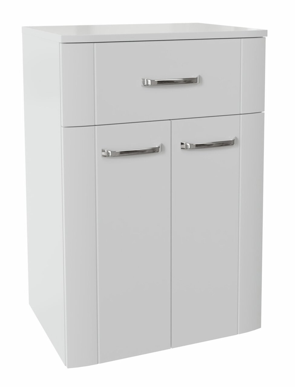 XORA Unterschrank 50 cm SERIE 3006 Moderner weißer Unterschrank mit einer Schublade und zwei Türen, Frontansicht