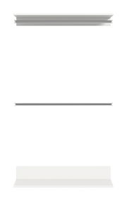 Zwischenbauelement in weißer Farbe, frontal abgebildet mit klaren Linien und minimalistischen Design.