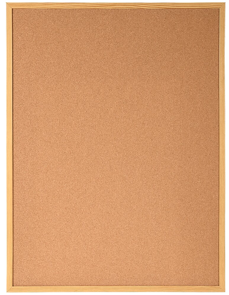 Kork-Pinnwand mit Holzrahmen, frontal abgebildet