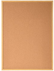 Kork-Pinnwand mit Holzrahmen, frontal abgebildet