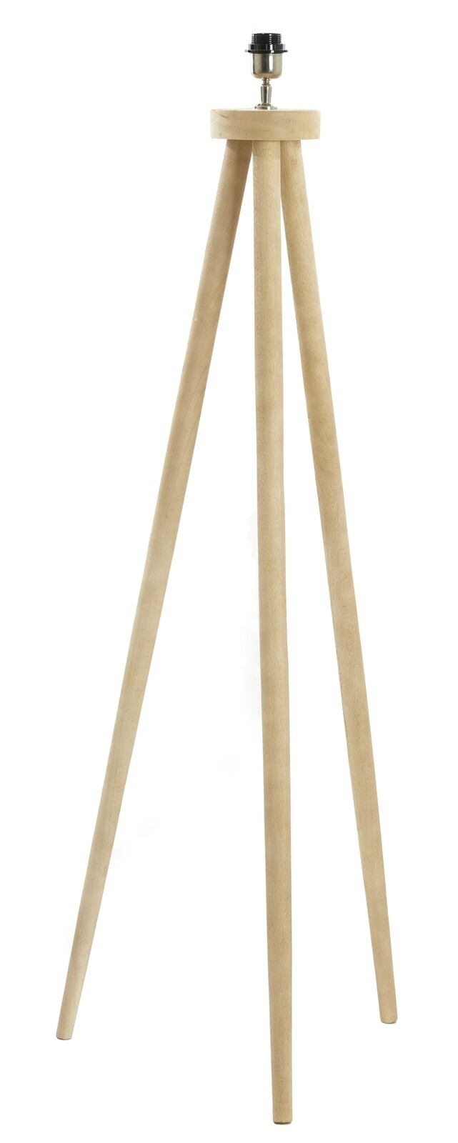 Dreibeiniger Holzständer für Stehleuchte, frontal betrachtet