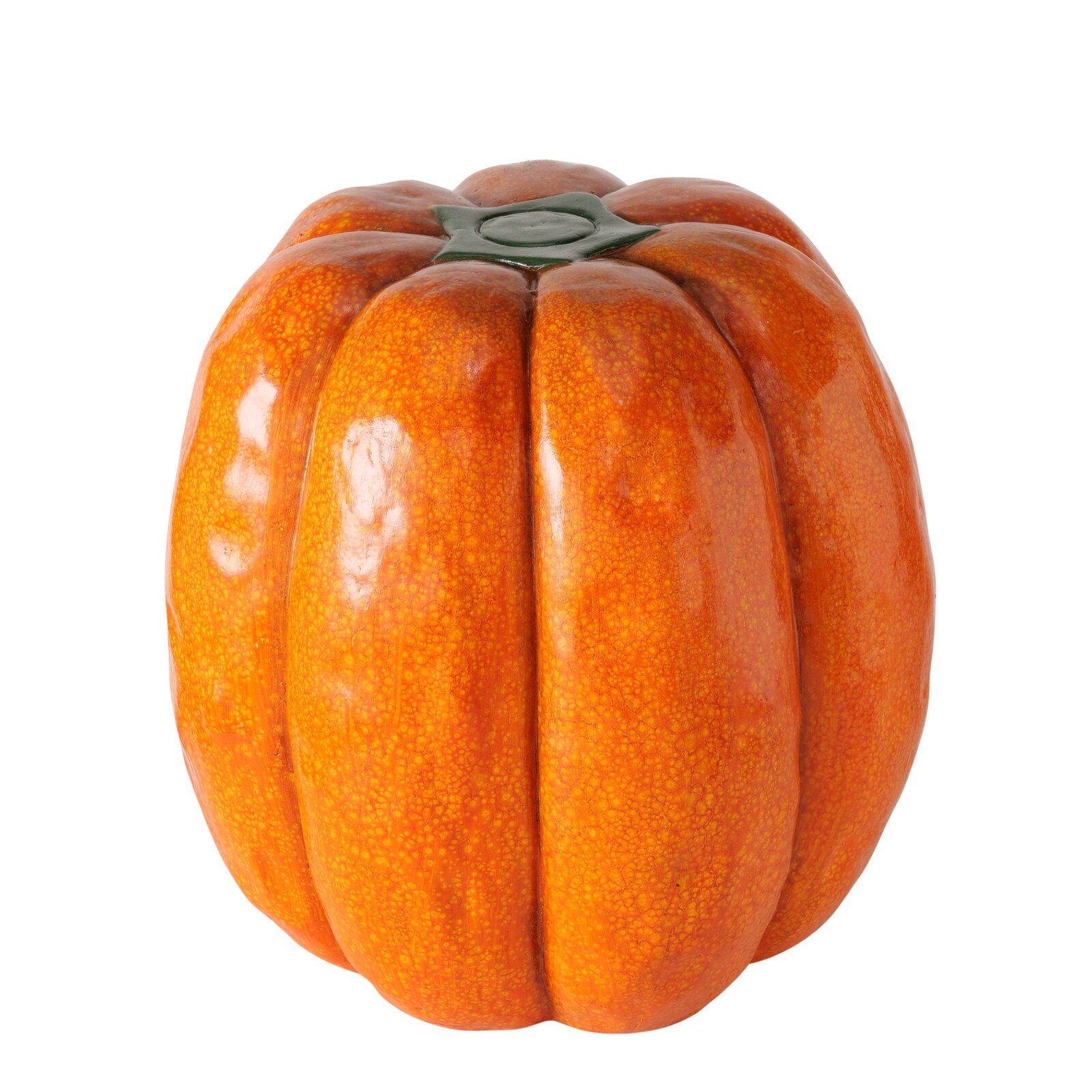 Hocker in Form eines Kürbisses, orangefarben, aus der Frontalperspektive