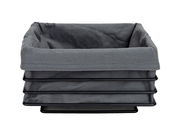 Eckiger Brotkorb in Anthrazit mit Stoffeinsatz, frontal fotografiert