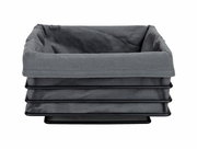 Eckiger Brotkorb in Anthrazit mit Stoffeinsatz, frontal fotografiert