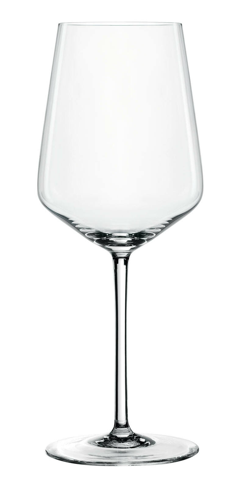 Weißweinglas aus klarem Glas, frontal abgebildet mit elegantem, langem Stiel und breitem Kelch.