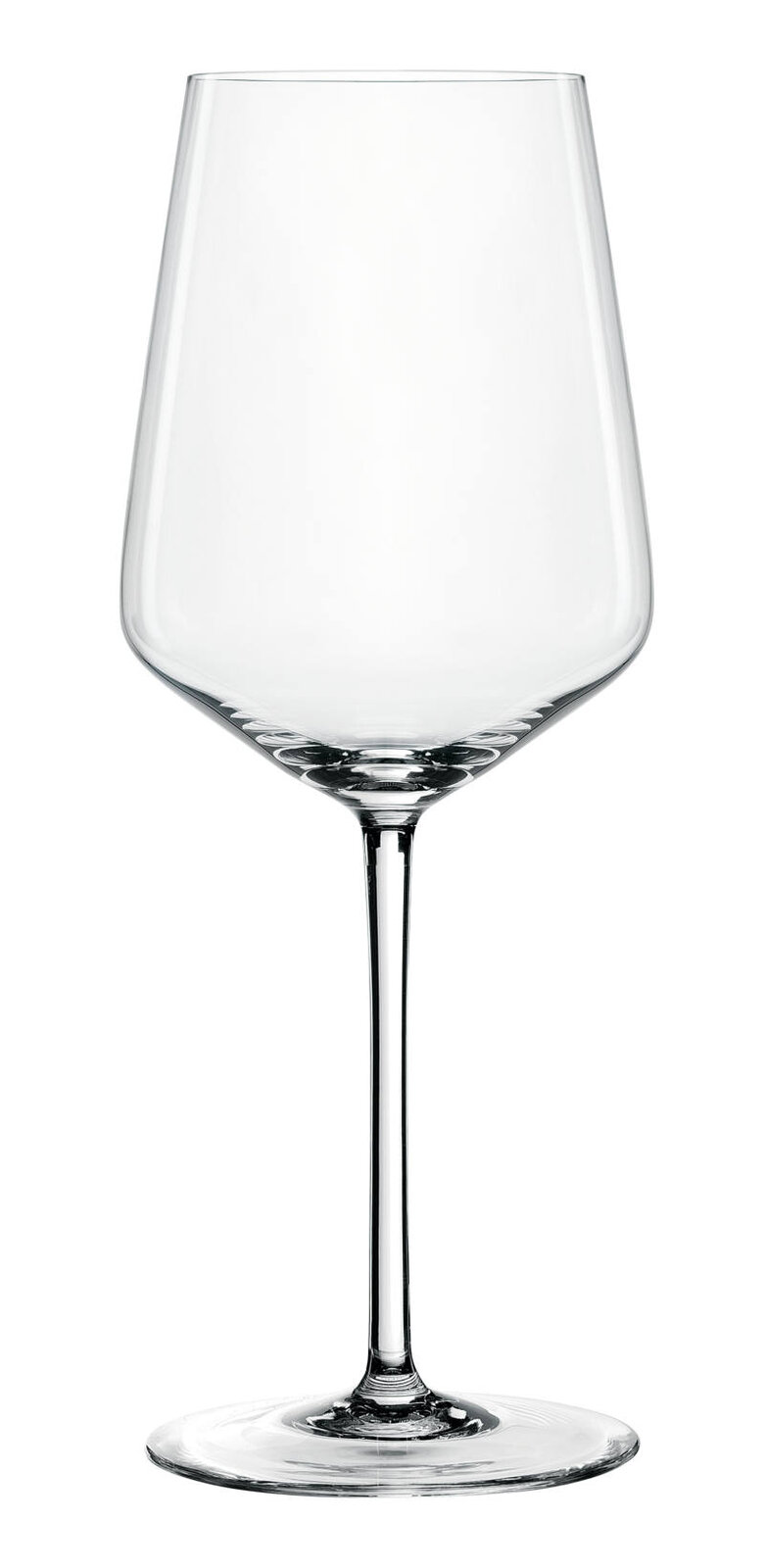 Weißweinglas aus klarem Glas, frontal abgebildet mit elegantem, langem Stiel und breitem Kelch.