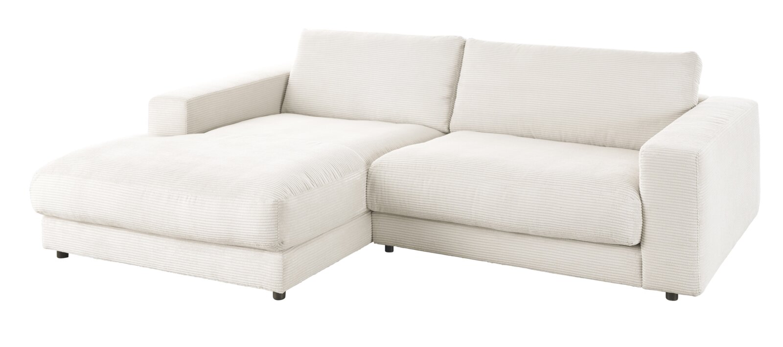 Beige Longchairkombination aus Cordstoff, perspektivisch von vorne links fotografiert.