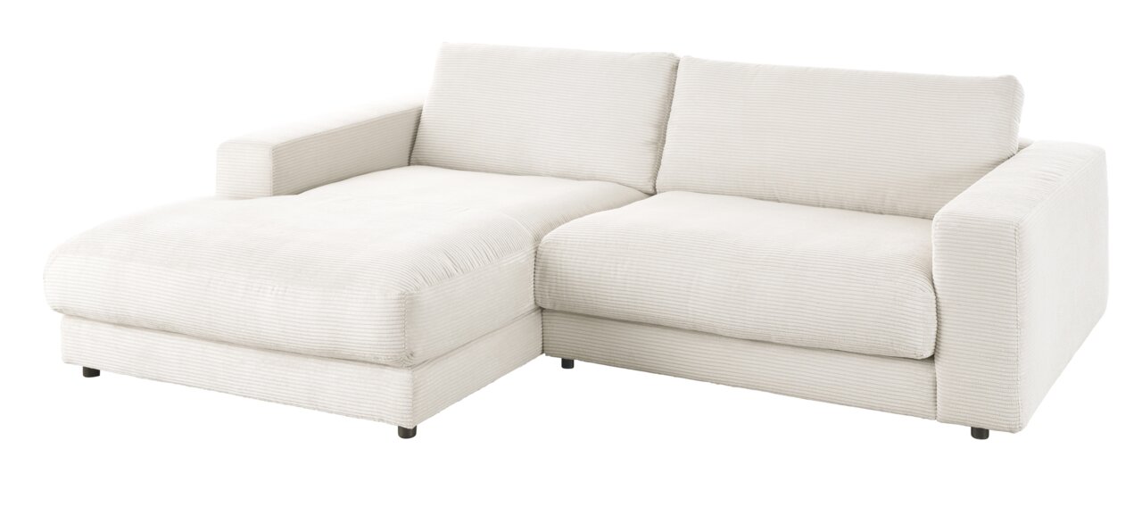 Beige Longchairkombination aus Cordstoff, perspektivisch von vorne links fotografiert.