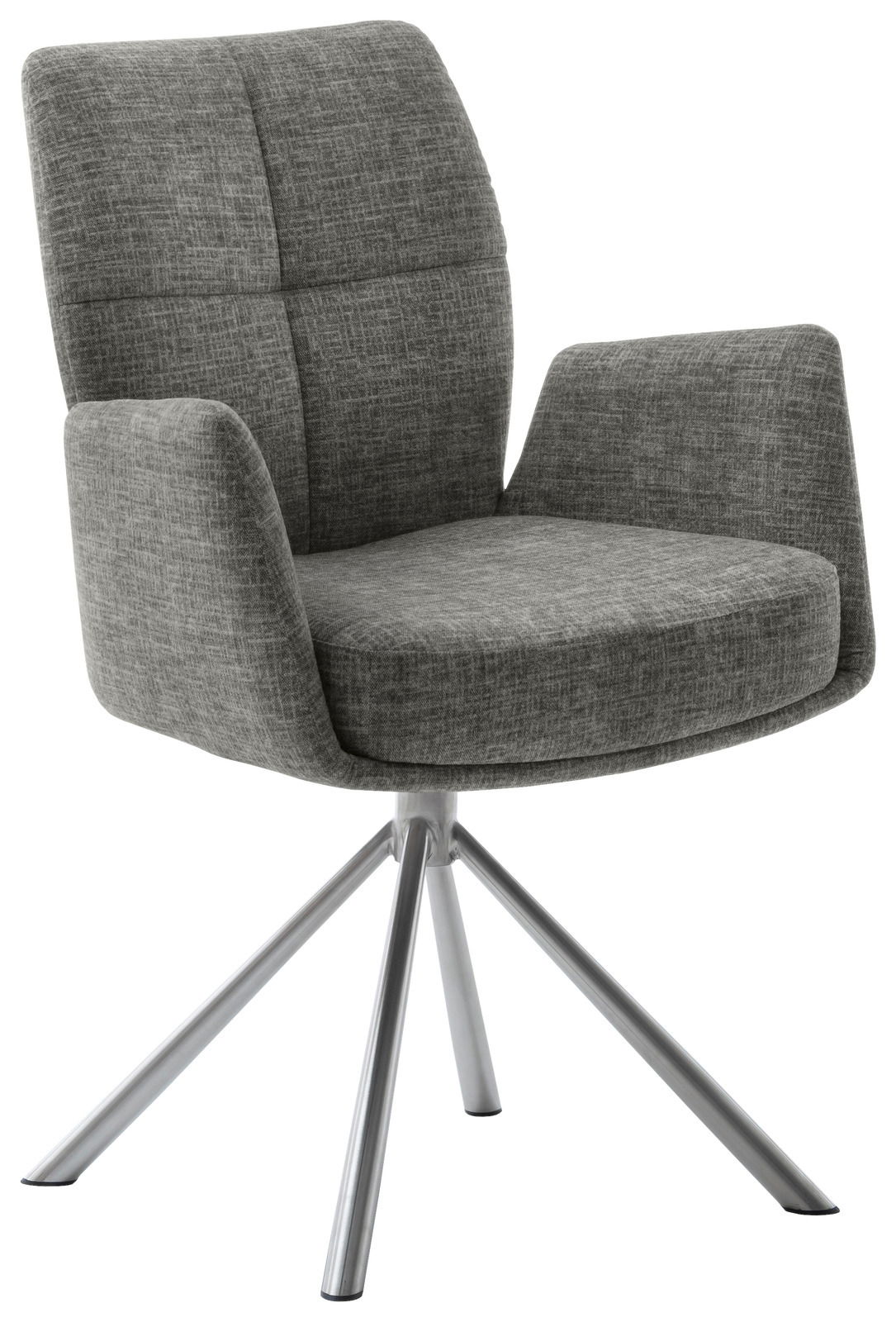 Novel Sessel MORELLA Grauer Sessel mit Armlehnen und Metallbeinen, seitliche Perspektive